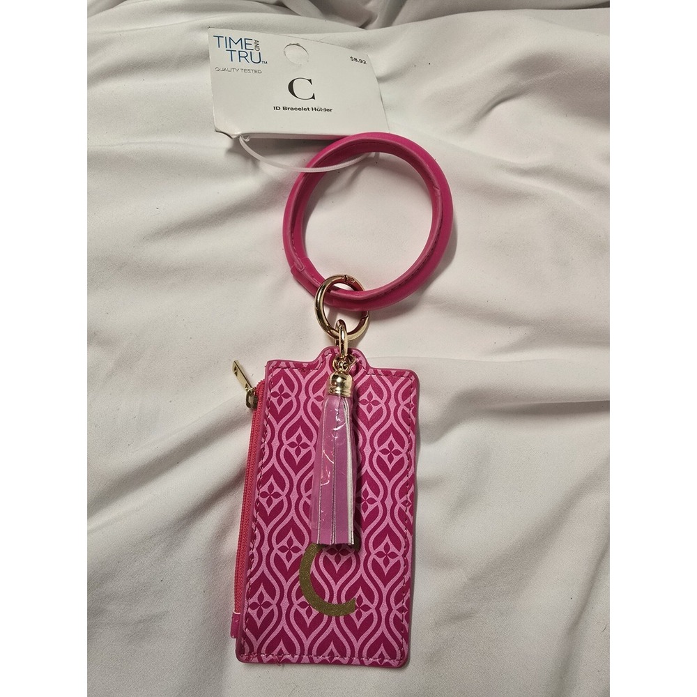 Time Tru Wallet Keychain Pink Letter C